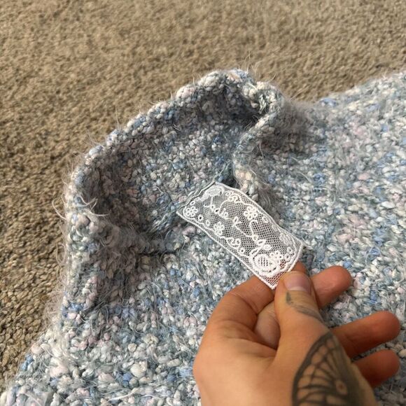 Sadie & Sage Soft Cable Knit Chunky Sweater Pullover Mock Neck Fuzzy Babaa M/L - Picture 5 of 9